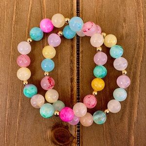 Multicolored quartz bracelet set